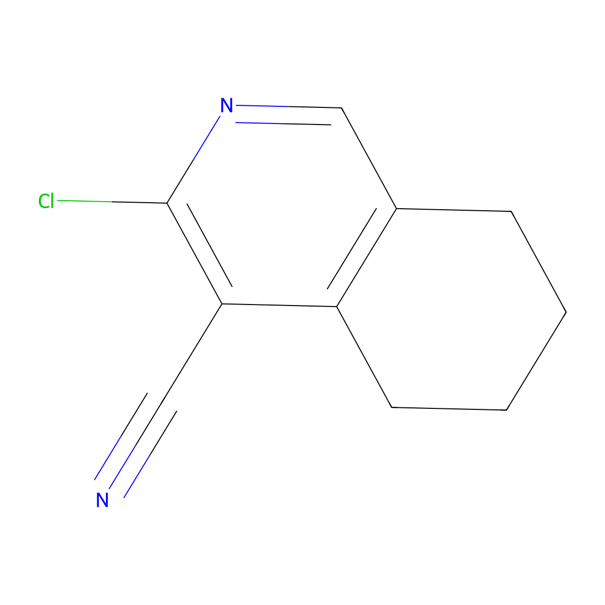 3-Chloro-5,6,7,8-tetrahydroisoquinoline-4-carbonitrile molecular structure, CAS 53661-33-9