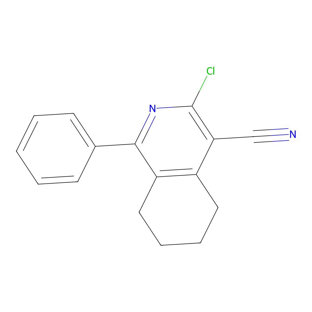 3-Chloro-1-phenyl-5,6,7,8-tetrahydroisoquinoline-4-carbonitrile molecular structure, CAS 53661-35-1