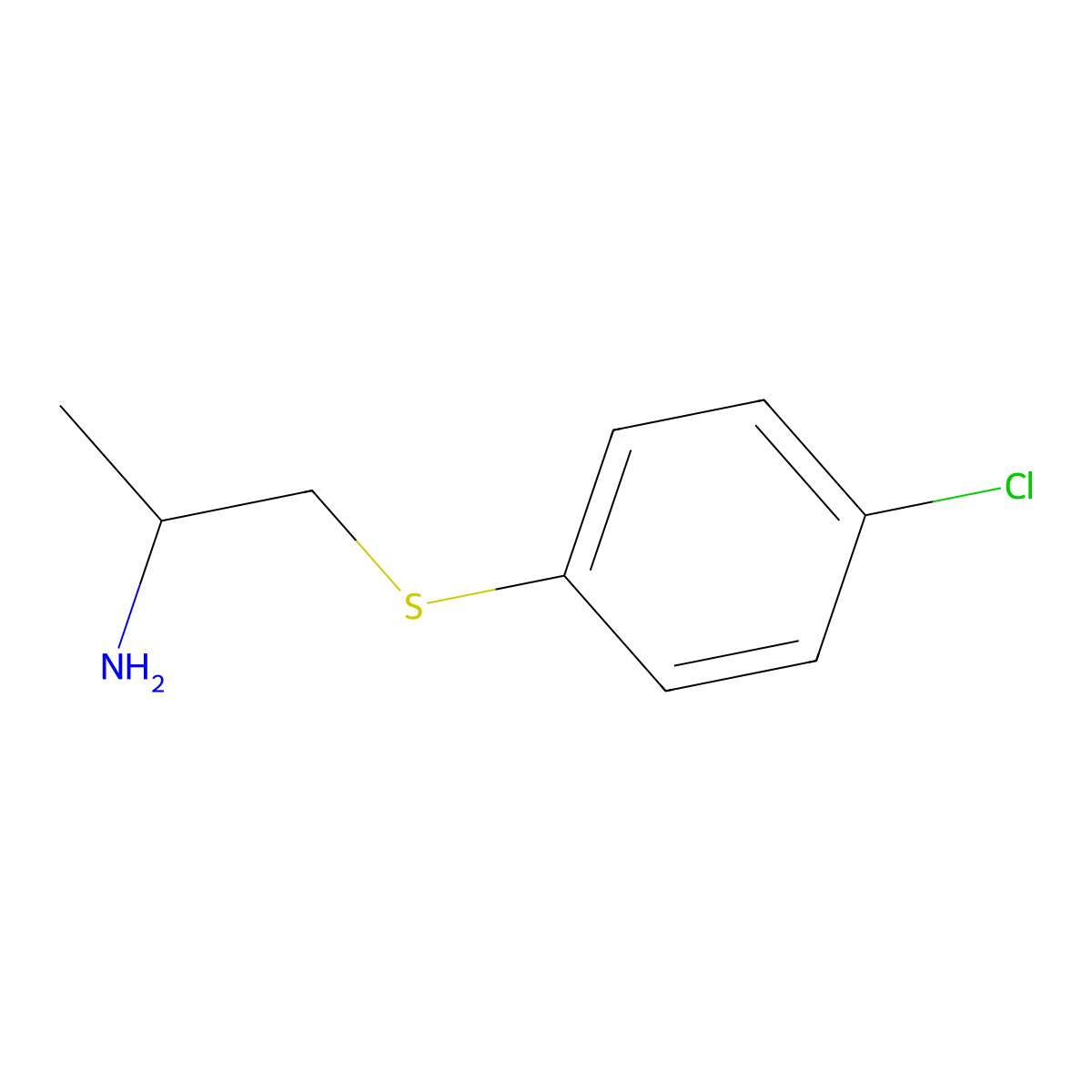1-(4-Chlorophenyl)sulfanylpropan-2-amine molecular structure, CAS 53662-09-2
