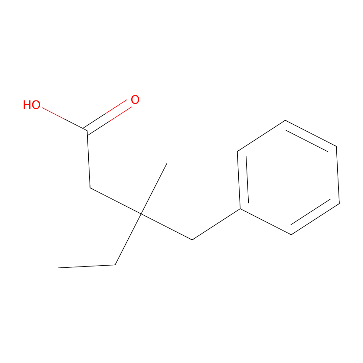 3-Benzyl-3-methylpentanoic acid molecular structure, CAS 53663-16-4
