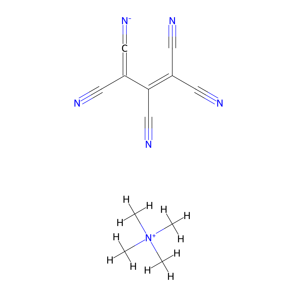 Methanaminium, N,N,N-trimethyl-, salt with 1-propene-1,1,2,3,3-pentacarbonitrile (1:1) molecular structure, CAS 53663-17-5