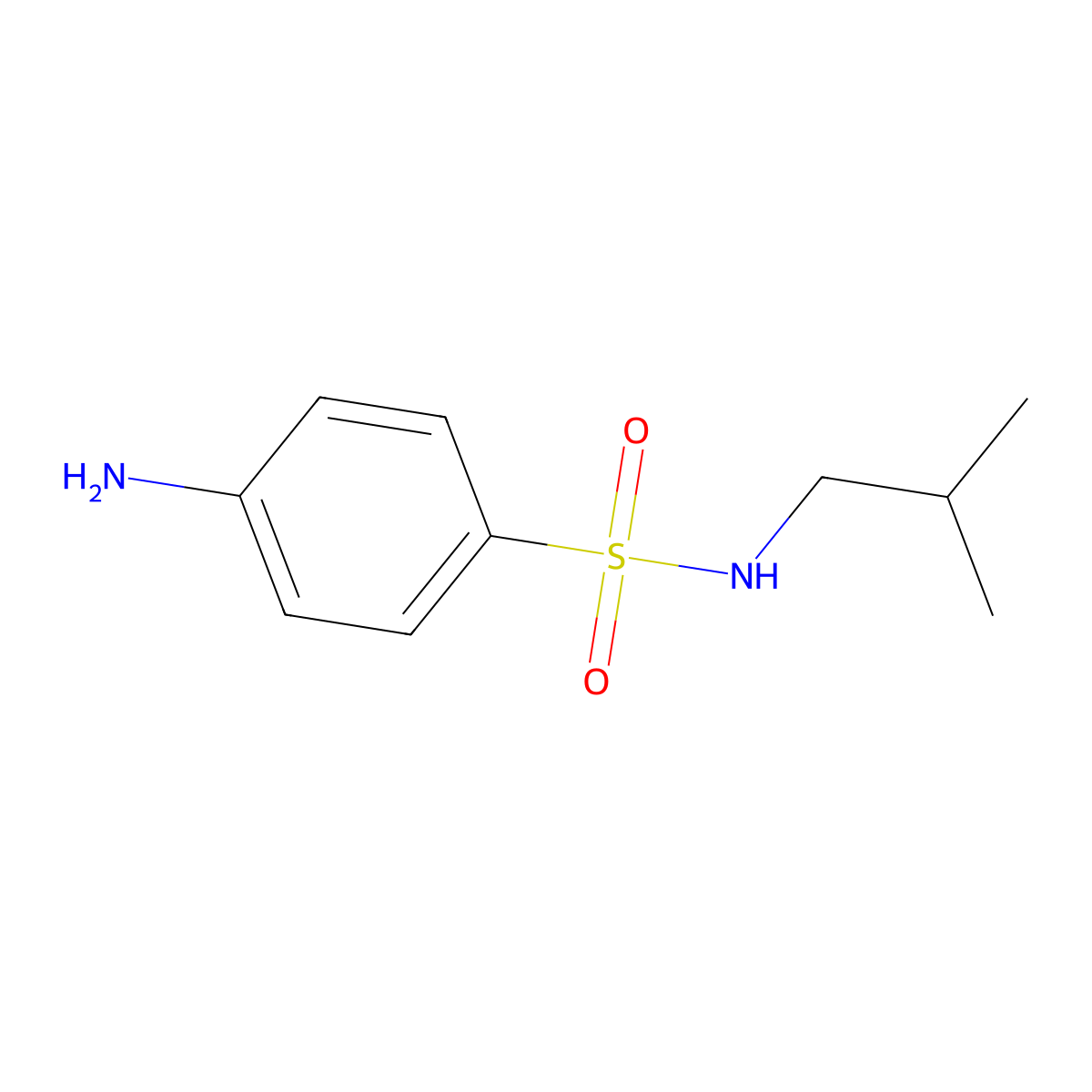 4-Amino-N-(2-methylpropyl)benzenesulfonamide molecular structure, CAS 53668-36-3