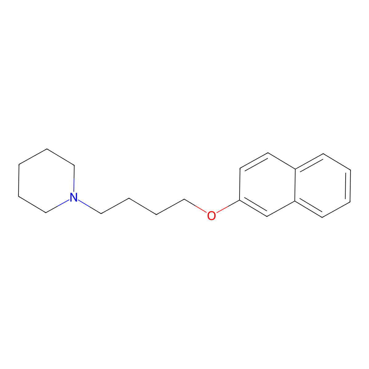 1-[4-(2-Naphthyloxy)butyl]piperidine molecular structure, CAS 53669-89-9