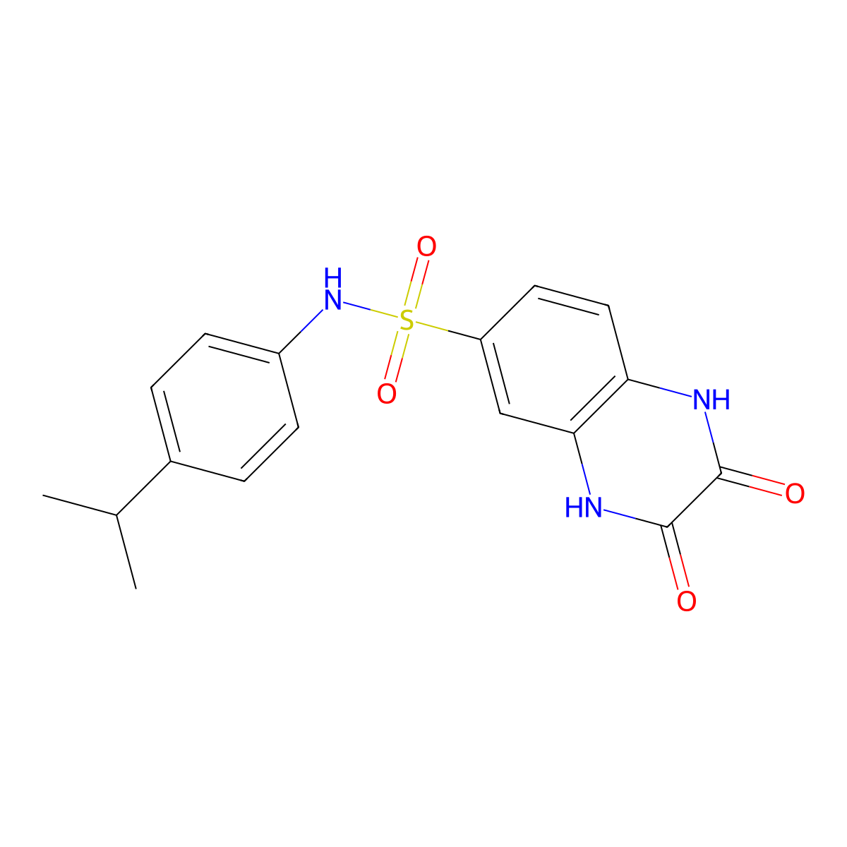 2,3-dioxo-N-(4-propan-2-ylphenyl)-1,4-dihydroquinoxaline-6-sulfonamide molecular structure, CAS 536697-93-5