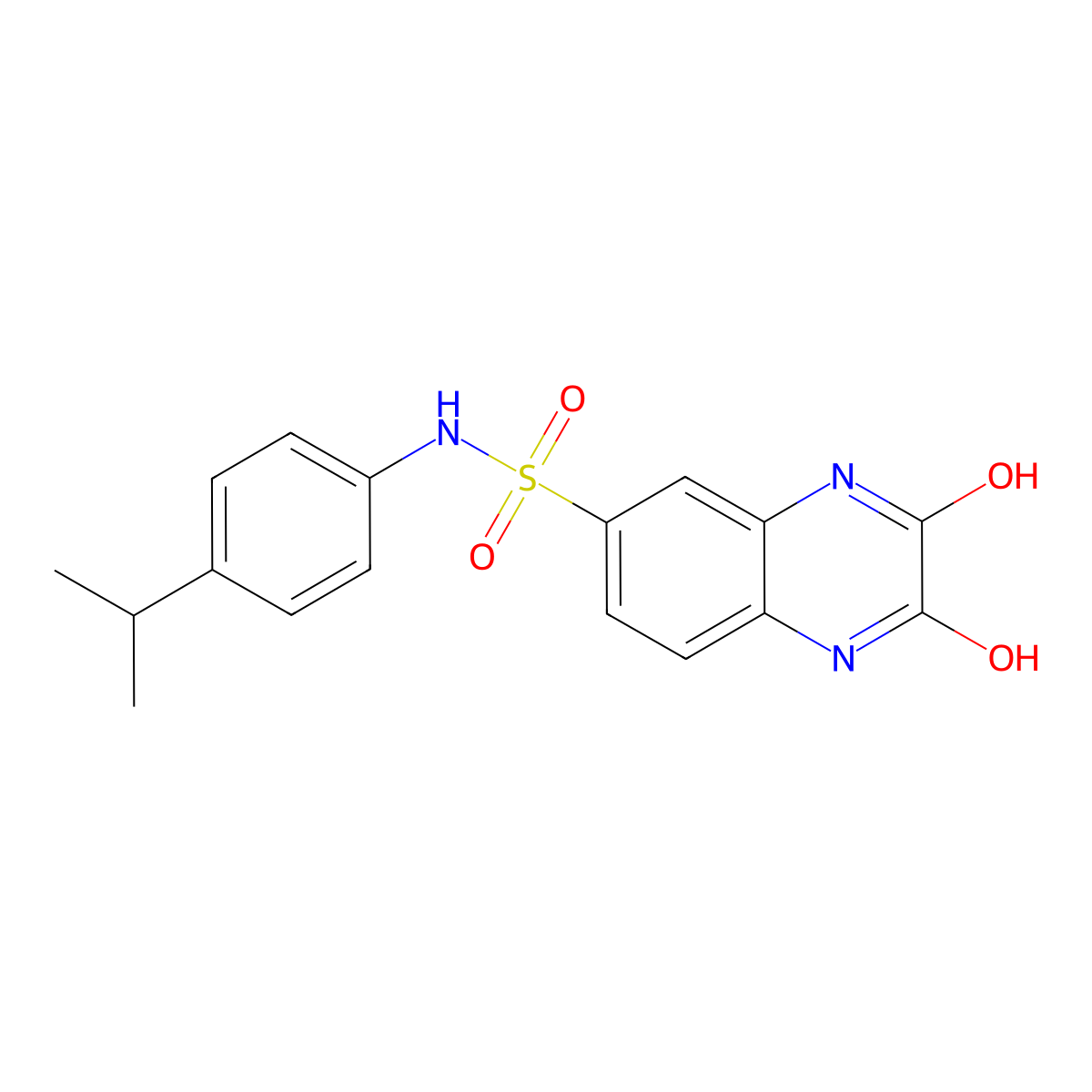 2,3-dioxo-N-(4-propan-2-ylphenyl)-1,4-dihydroquinoxaline-6-sulfonamide molecular structure, CAS 536697-93-5