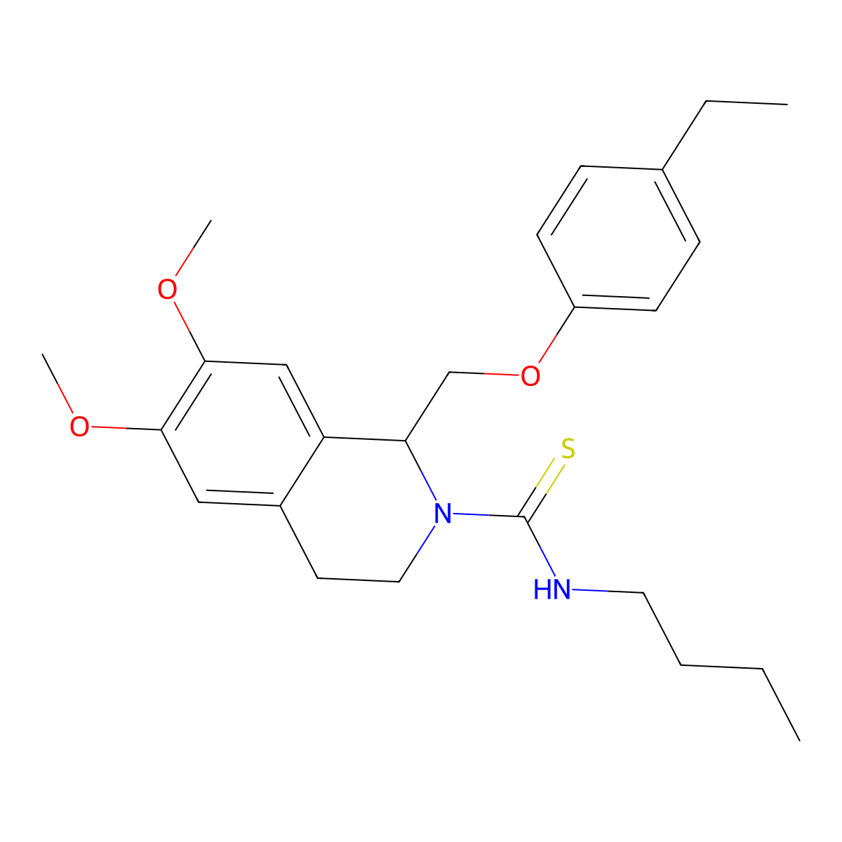 N-butyl-1-((4-ethylphenoxy)methyl)-6,7-dimethoxy-3,4-dihydroisoquinoline-2(1H)-carbothioamide molecular structure, CAS 536698-44-9