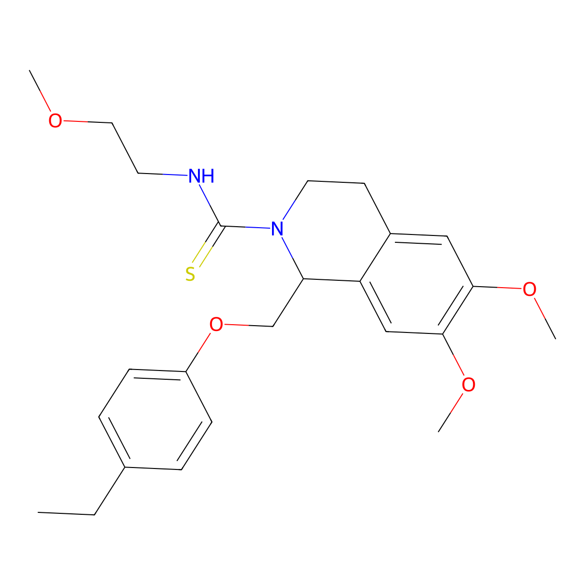 1-((4-ethylphenoxy)methyl)-6,7-dimethoxy-N-(2-methoxyethyl)-3,4-dihydroisoquinoline-2(1H)-carbothioamide molecular structure, CAS 536698-46-1