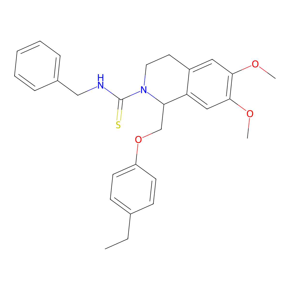 N-benzyl-1-((4-ethylphenoxy)methyl)-6,7-dimethoxy-3,4-dihydroisoquinoline-2(1H)-carbothioamide molecular structure, CAS 536698-48-3