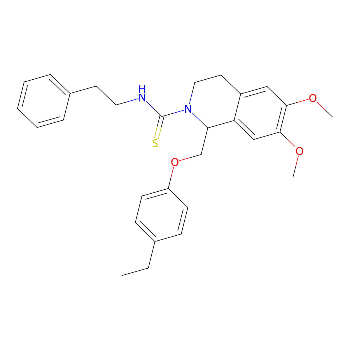 1-((4-ethylphenoxy)methyl)-6,7-dimethoxy-N-phenethyl-3,4-dihydroisoquinoline-2(1H)-carbothioamide molecular structure, CAS 536698-49-4