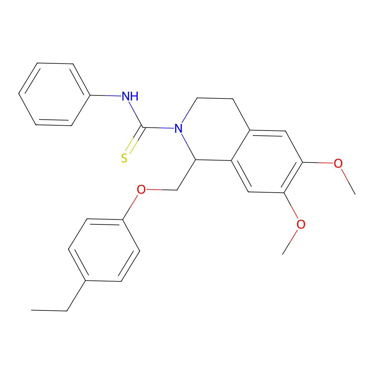 1-((4-ethylphenoxy)methyl)-6,7-dimethoxy-N-phenyl-3,4-dihydroisoquinoline-2(1H)-carbothioamide molecular structure, CAS 536698-50-7