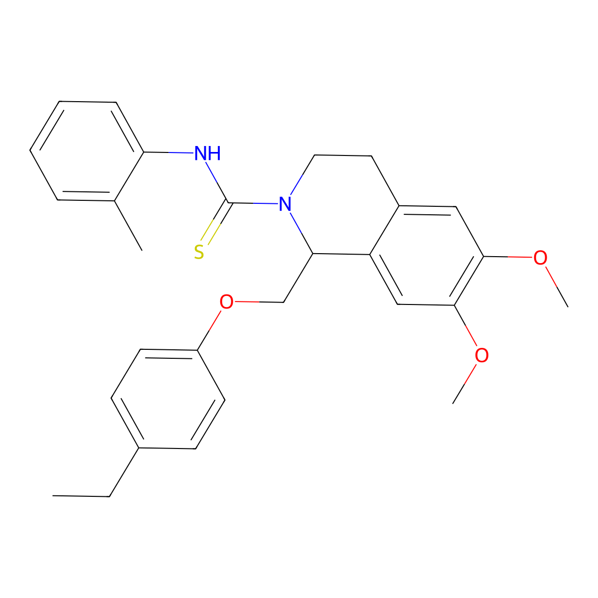 1-((4-ethylphenoxy)methyl)-6,7-dimethoxy-N-(o-tolyl)-3,4-dihydroisoquinoline-2(1H)-carbothioamide molecular structure, CAS 536698-51-8