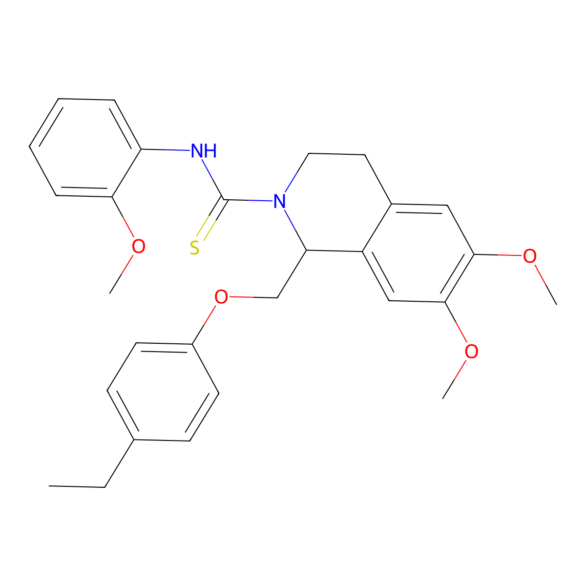 1-((4-ethylphenoxy)methyl)-6,7-dimethoxy-N-(2-methoxyphenyl)-3,4-dihydroisoquinoline-2(1H)-carbothioamide molecular structure, CAS 536698-60-9
