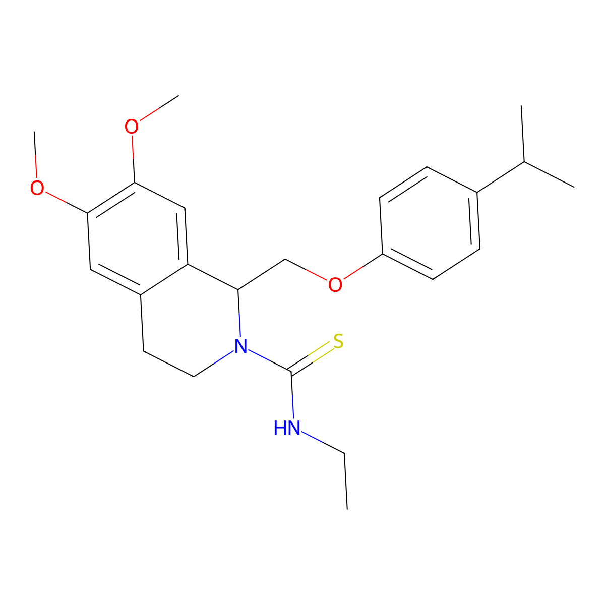 N-ethyl-1-((4-isopropylphenoxy)methyl)-6,7-dimethoxy-3,4-dihydroisoquinoline-2(1H)-carbothioamide molecular structure, CAS 536698-80-3