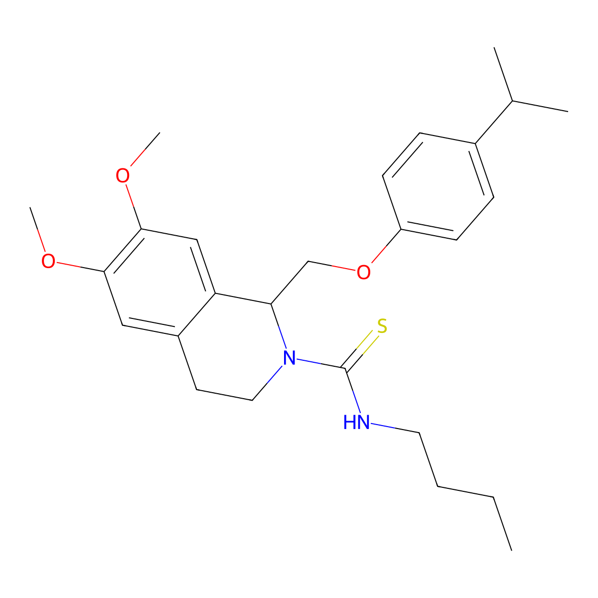 N-butyl-1-((4-isopropylphenoxy)methyl)-6,7-dimethoxy-3,4-dihydroisoquinoline-2(1H)-carbothioamide molecular structure, CAS 536698-81-4