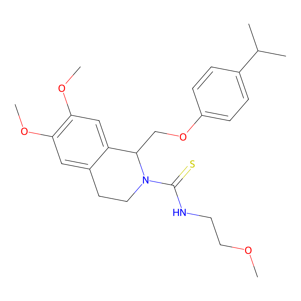 6,7-dimethoxy-N-(2-methoxyethyl)-1-[(4-propan-2-ylphenoxy)methyl]-3,4-dihydro-1H-isoquinoline-2-carbothioamide molecular structure, CAS 536698-83-6