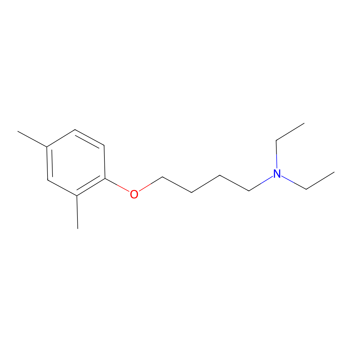 4-(2,4-dimethylphenoxy)-N,N-diethylbutan-1-amine molecular structure, CAS 5367-35-1