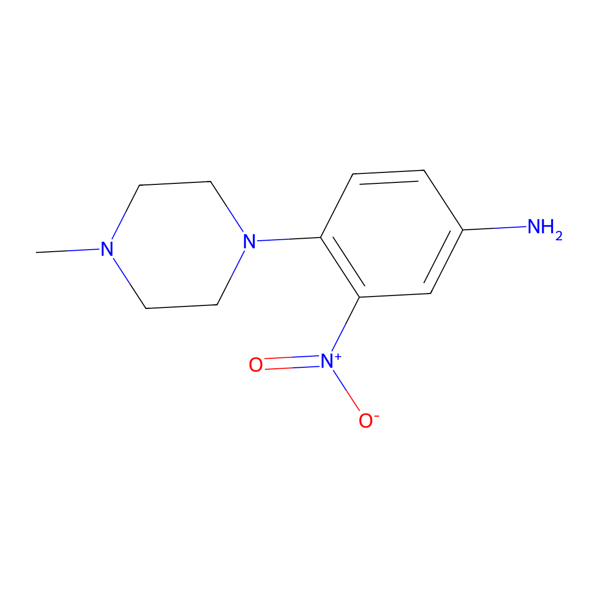 3-Nitro-4-(4-methylpiperazin-1-yl)aniline molecular structure, CAS 5367-67-9