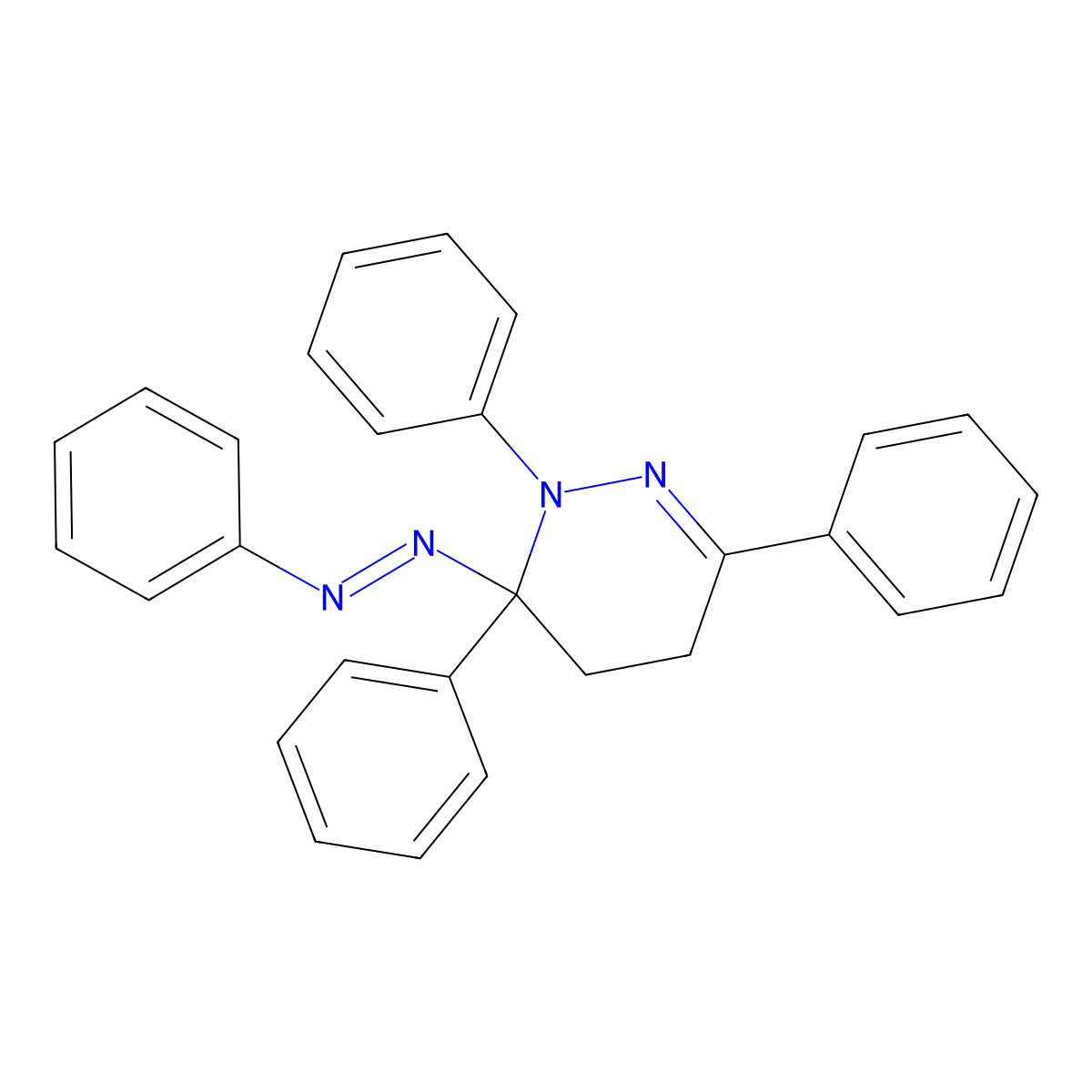 1,3,6-Triphenyl-6-[(E)-phenyldiazenyl]-1,4,5,6-tetrahydropyridazine molecular structure, CAS 53670-09-0