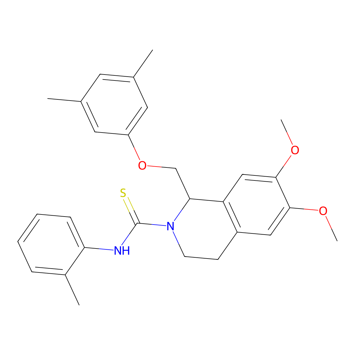 1-((3,5-dimethylphenoxy)methyl)-6,7-dimethoxy-N-(o-tolyl)-3,4-dihydroisoquinoline-2(1H)-carbothioamide molecular structure, CAS 536701-39-0