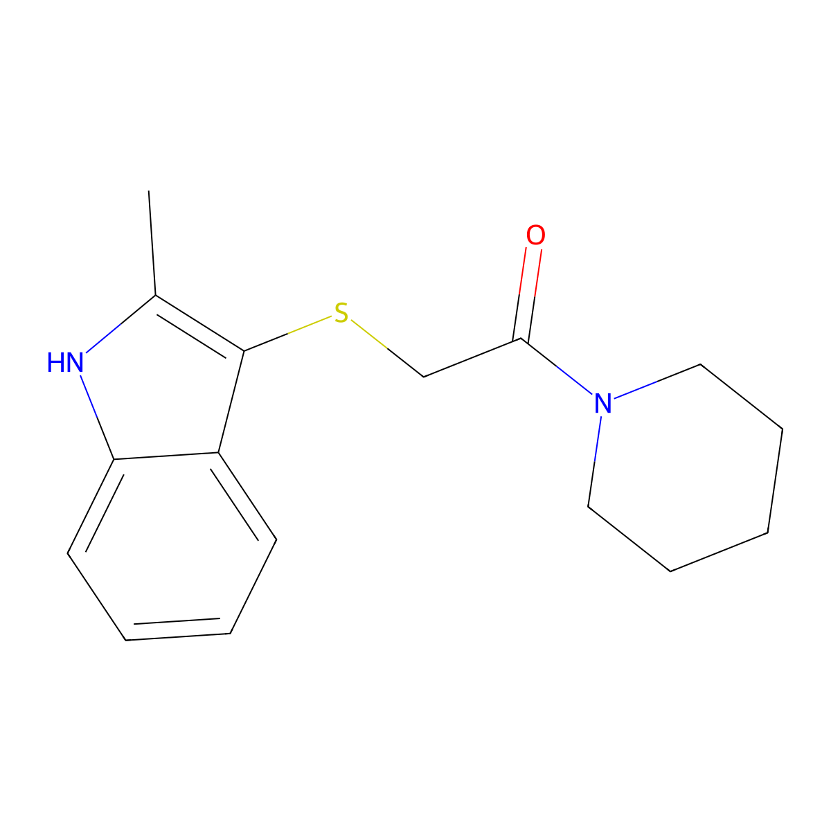 2-[(2-methyl-1H-indol-3-yl)sulfanyl]-1-piperidin-1-ylethanone molecular structure, CAS 536701-68-5
