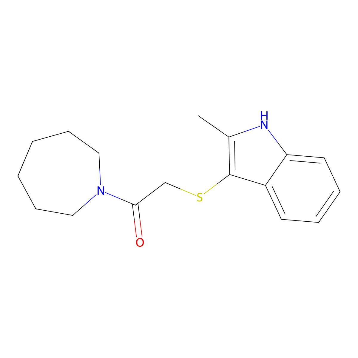 1-(azepan-1-yl)-2-[(2-methyl-1H-indol-3-yl)sulfanyl]ethanone molecular structure, CAS 536701-69-6