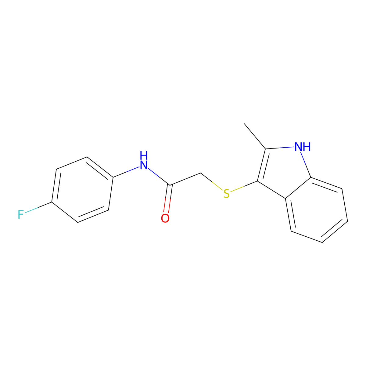 N-(4-fluorophenyl)-2-[(2-methyl-1H-indol-3-yl)sulfanyl]acetamide molecular structure, CAS 536701-84-5