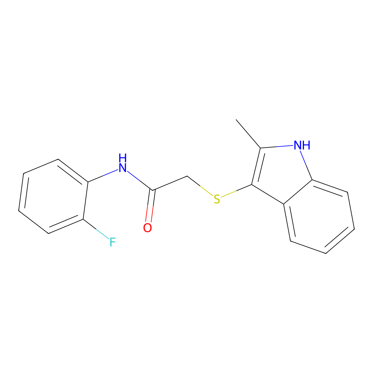N-(2-fluorophenyl)-2-[(2-methyl-1H-indol-3-yl)sulfanyl]acetamide molecular structure, CAS 536701-85-6