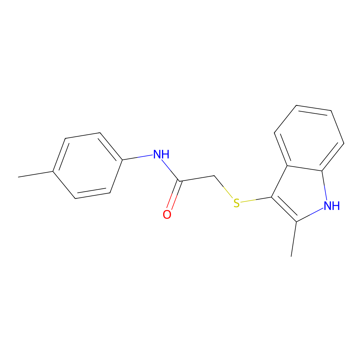 2-[(2-methyl-1H-indol-3-yl)sulfanyl]-N-(4-methylphenyl)acetamide molecular structure, CAS 536701-86-7
