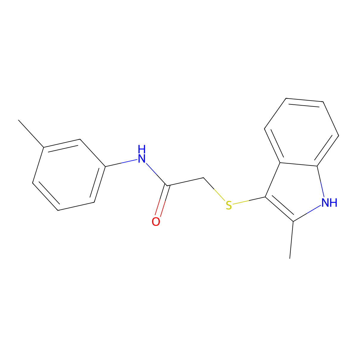 2-[(2-methyl-1H-indol-3-yl)sulfanyl]-N-(3-methylphenyl)acetamide molecular structure, CAS 536701-87-8