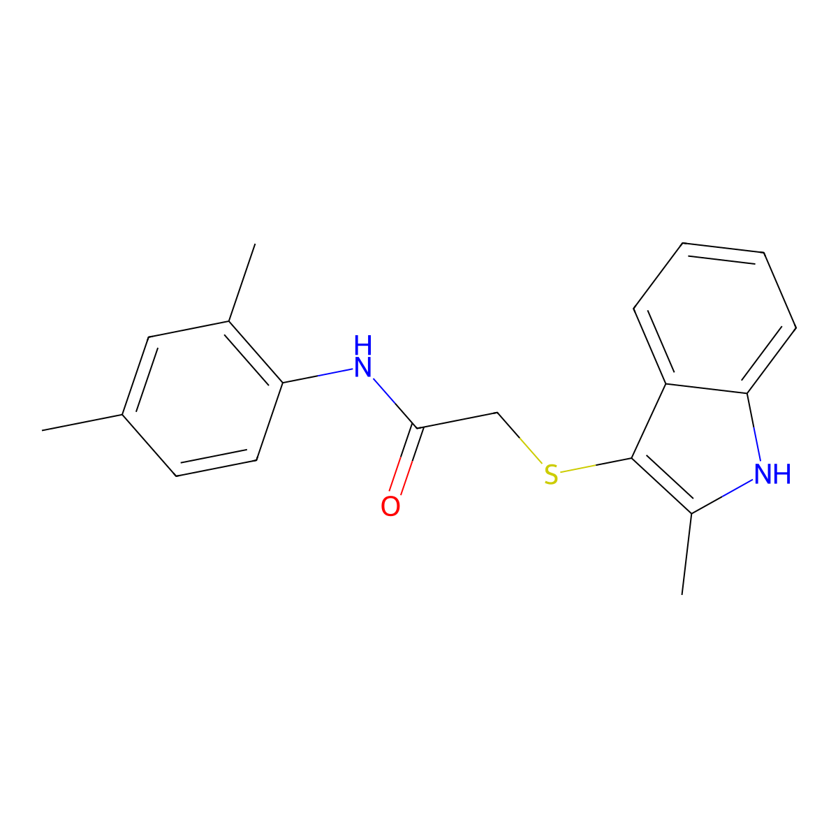 N-(2,4-dimethylphenyl)-2-[(2-methyl-1H-indol-3-yl)sulfanyl]acetamide molecular structure, CAS 536701-91-4
