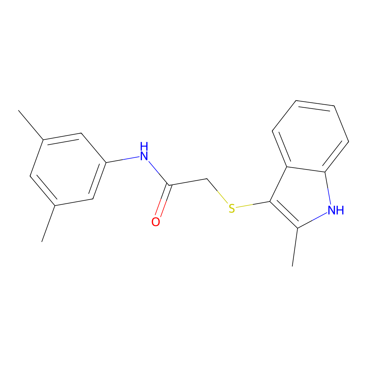 N-(3,5-dimethylphenyl)-2-[(2-methyl-1H-indol-3-yl)sulfanyl]acetamide molecular structure, CAS 536701-92-5