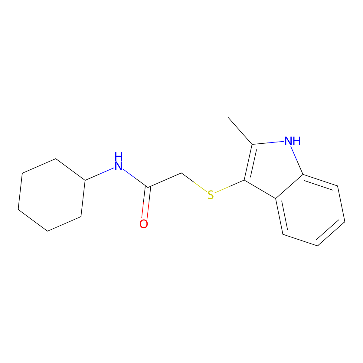 N-cyclohexyl-2-[(2-methyl-1H-indol-3-yl)sulfanyl]acetamide molecular structure, CAS 536701-94-7