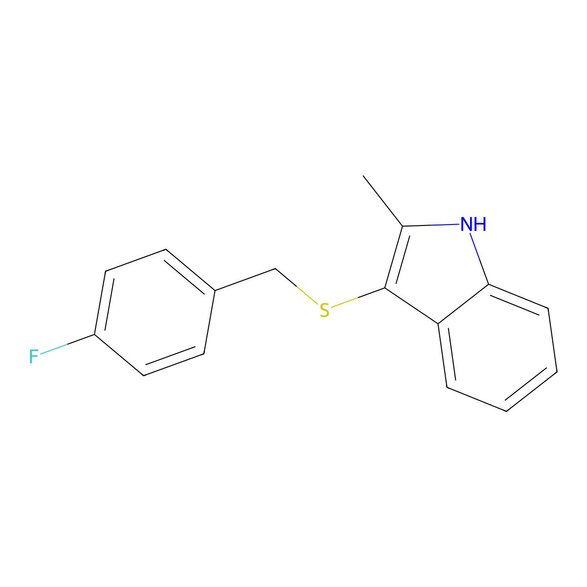 3-((4-fluorobenzyl)thio)-2-methyl-1H-indole molecular structure, CAS 536702-21-3