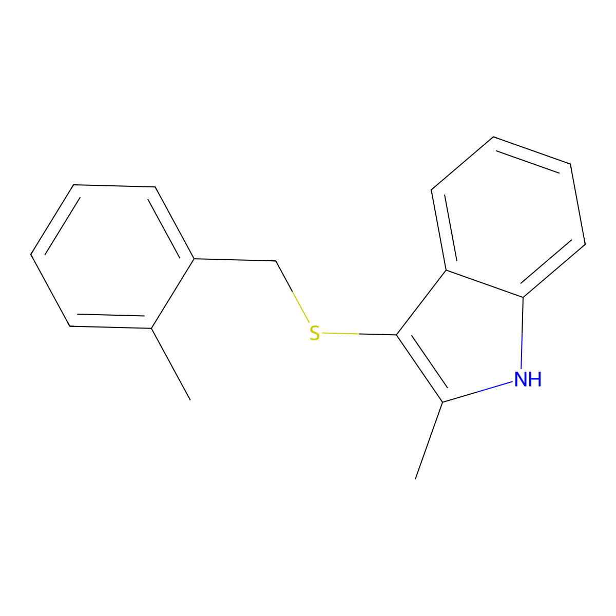 2-methyl-3-((2-methylbenzyl)thio)-1H-indole molecular structure, CAS 536702-23-5