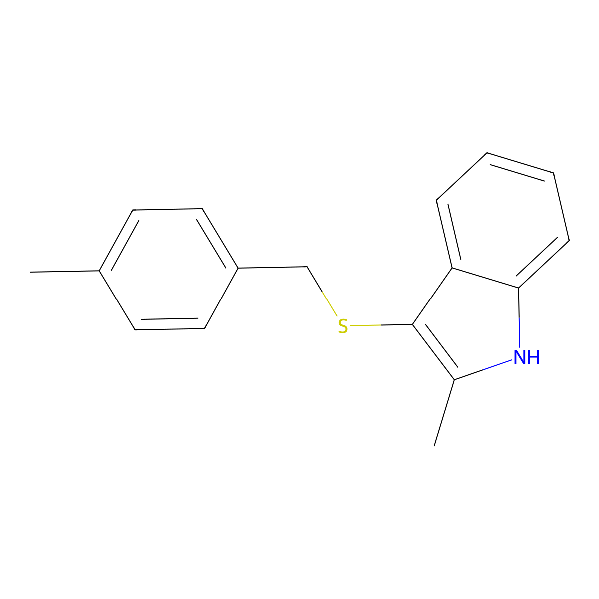 2-methyl-3-((4-methylbenzyl)thio)-1H-indole molecular structure, CAS 536702-27-9