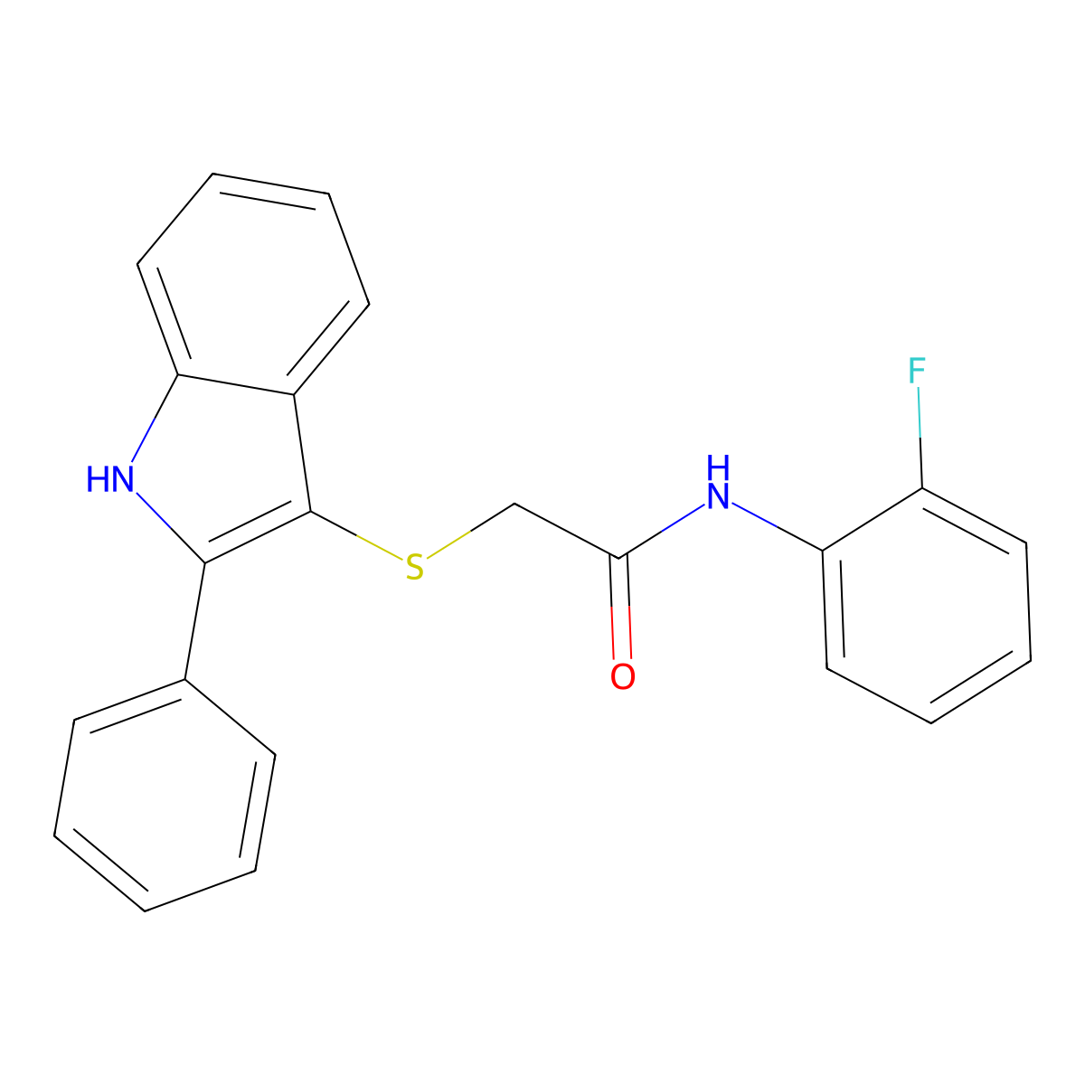 N-(2-fluorophenyl)-2-[(2-phenyl-1H-indol-3-yl)sulfanyl]acetamide molecular structure, CAS 536702-63-3