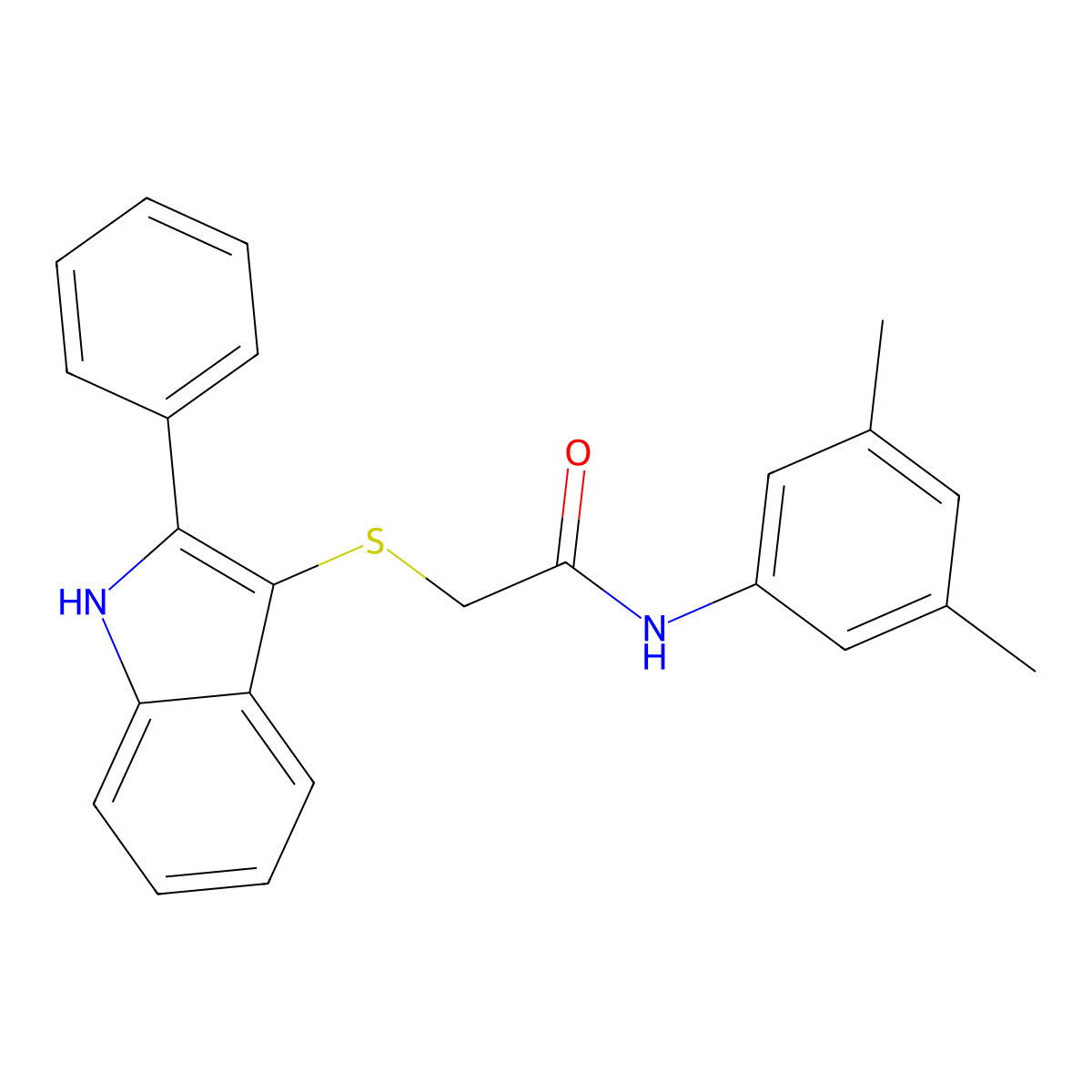 N-(3,5-dimethylphenyl)-2-[(2-phenyl-1H-indol-3-yl)sulfanyl]acetamide molecular structure, CAS 536702-70-2