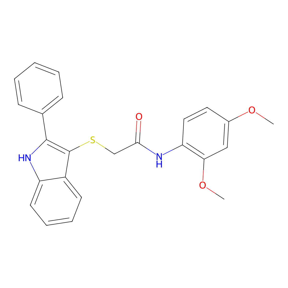 N-(2,4-dimethoxyphenyl)-2-[(2-phenyl-1H-indol-3-yl)sulfanyl]acetamide molecular structure, CAS 536702-71-3