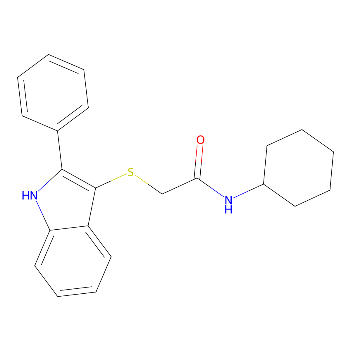 N-cyclohexyl-2-[(2-phenyl-1H-indol-3-yl)sulfanyl]acetamide molecular structure, CAS 536702-72-4