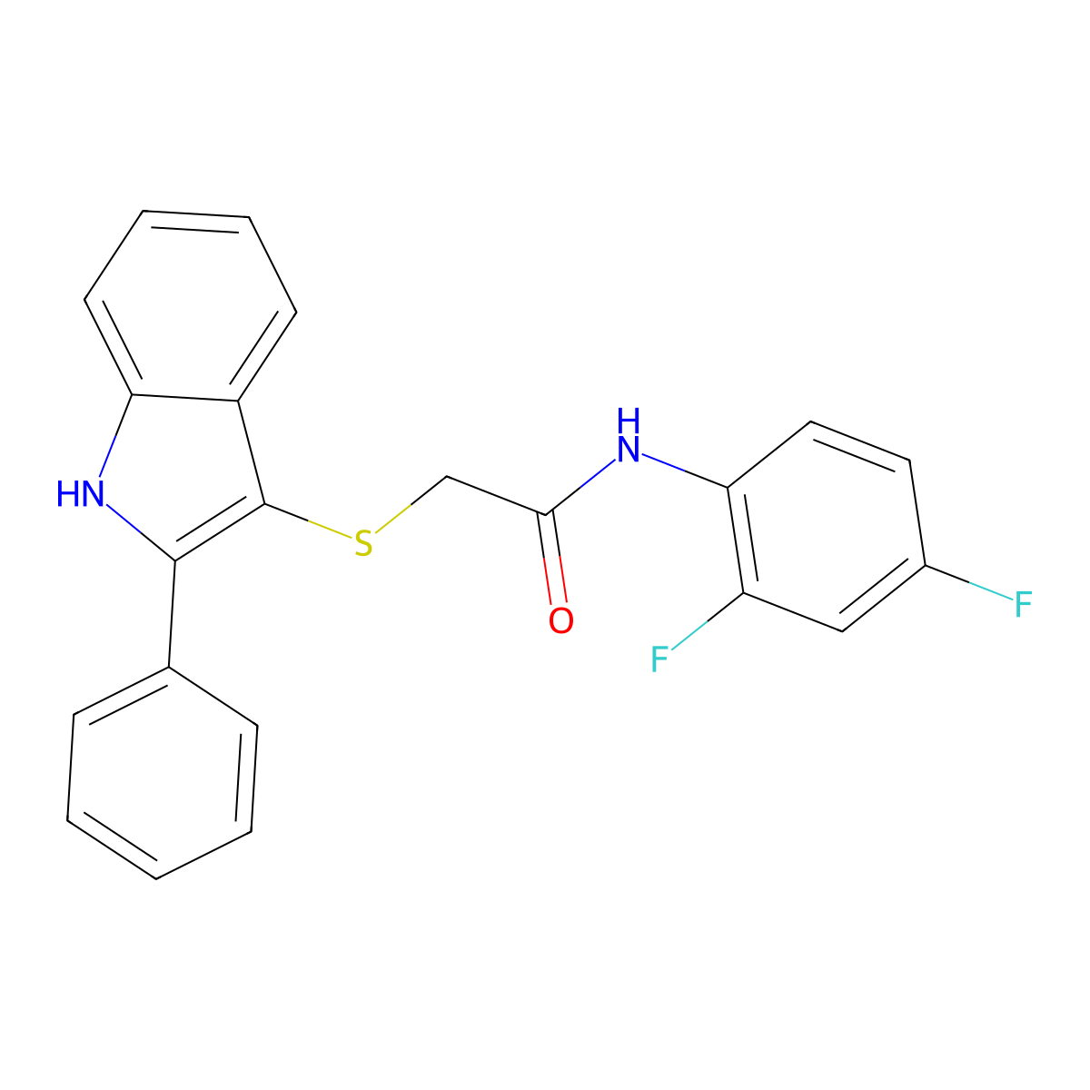 N-(2,4-difluorophenyl)-2-[(2-phenyl-1H-indol-3-yl)sulfanyl]acetamide molecular structure, CAS 536702-75-7