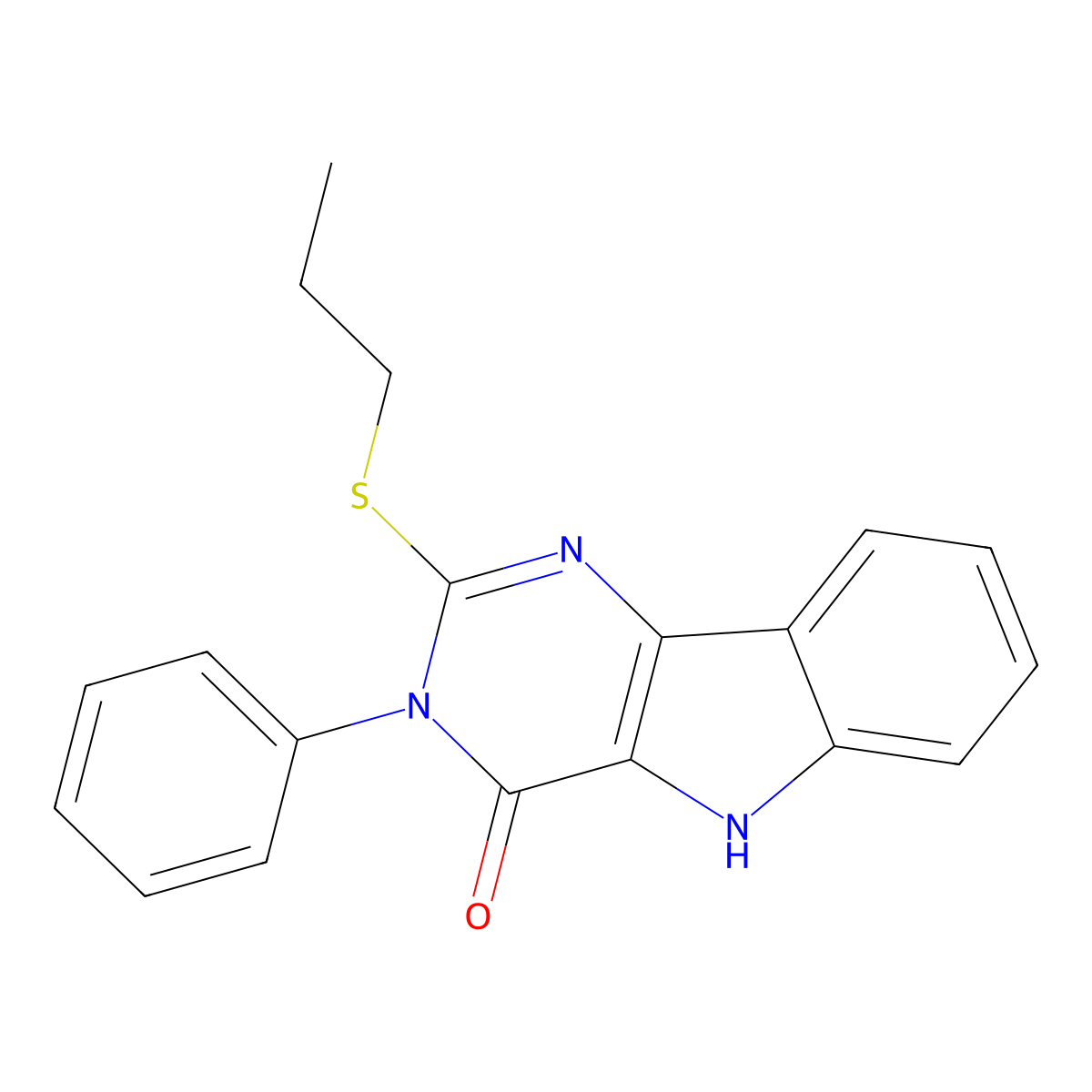 3-phenyl-2-(propylthio)-3H-pyrimido[5,4-b]indol-4(5H)-one molecular structure, CAS 536703-99-8