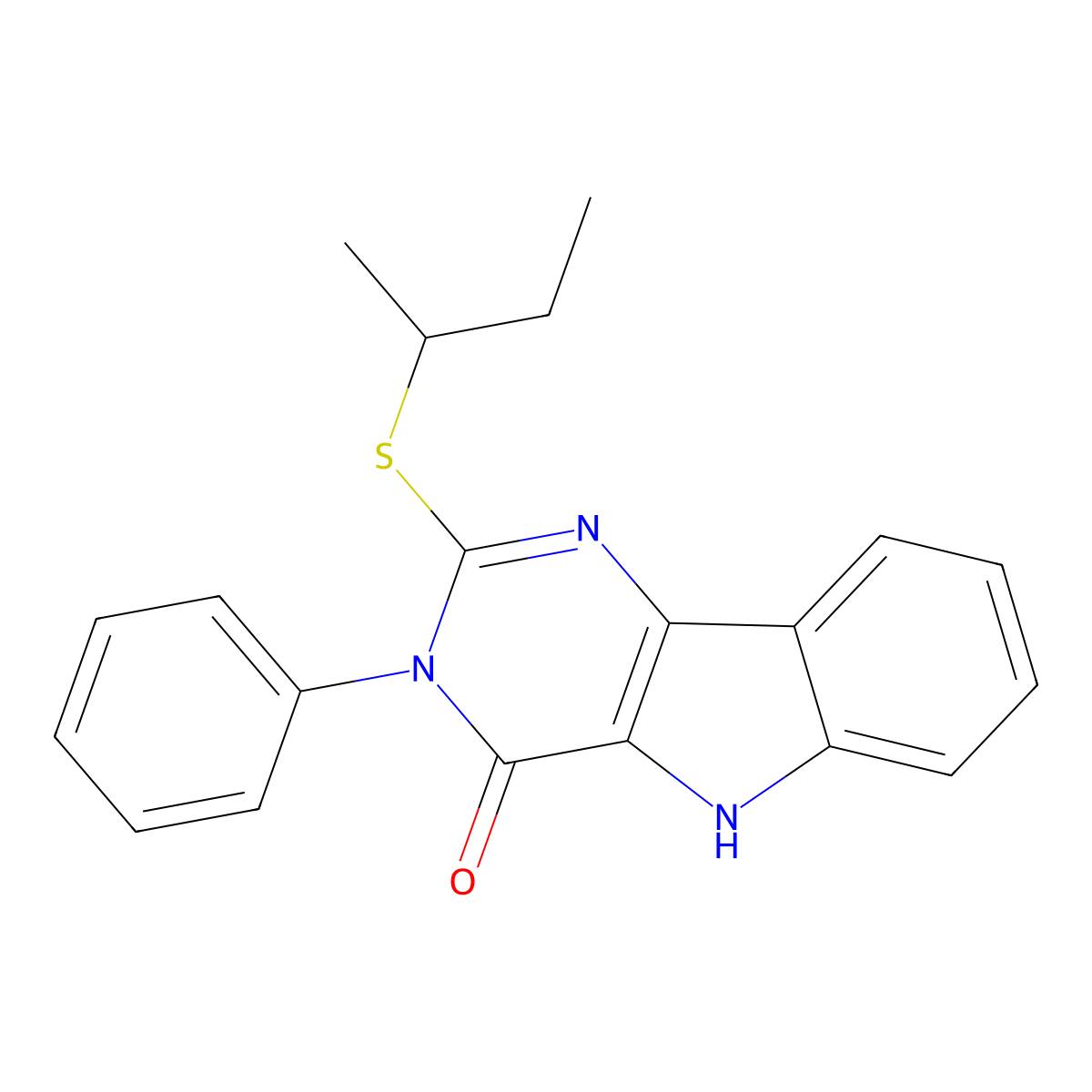 2-(sec-butylthio)-3-phenyl-3H-pyrimido[5,4-b]indol-4(5H)-one molecular structure, CAS 536704-02-6