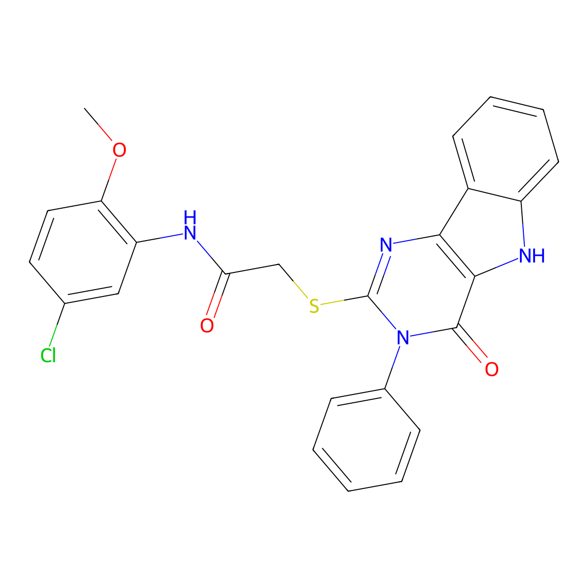 N-(5-chloro-2-methoxyphenyl)-2-[(4-oxo-3-phenyl-5H-pyrimido[5,4-b]indol-2-yl)sulfanyl]acetamide molecular structure, CAS 536704-26-4