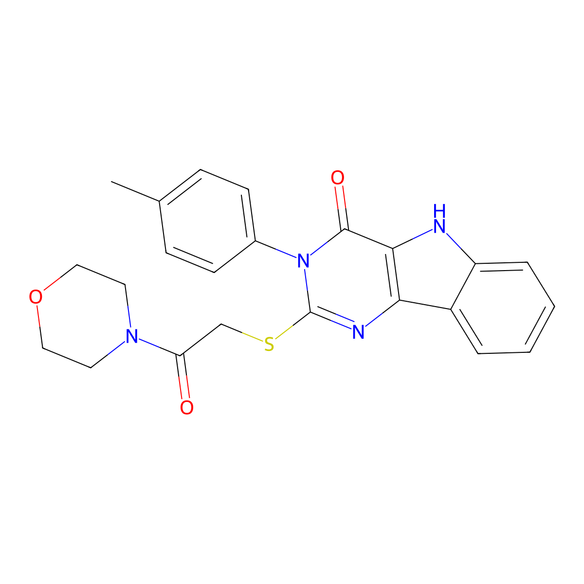 2-((2-morpholino-2-oxoethyl)thio)-3-(p-tolyl)-3H-pyrimido[5,4-b]indol-4(5H)-one molecular structure, CAS 536704-38-8