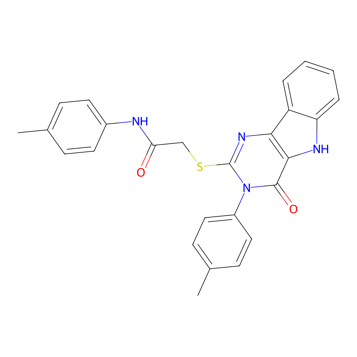 N-(4-methylphenyl)-2-[[3-(4-methylphenyl)-4-oxo-5H-pyrimido[5,4-b]indol-2-yl]sulfanyl]acetamide molecular structure, CAS 536704-56-0