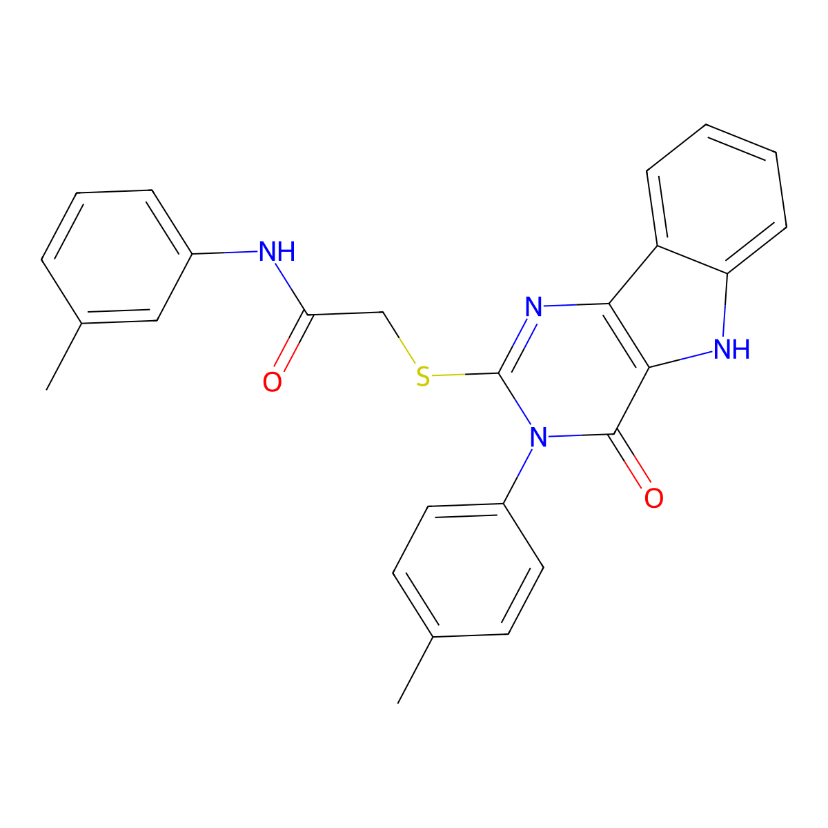 2-((4-oxo-3-(p-tolyl)-4,5-dihydro-3H-pyrimido[5,4-b]indol-2-yl)thio)-N-(m-tolyl)acetamide molecular structure, CAS 536704-57-1