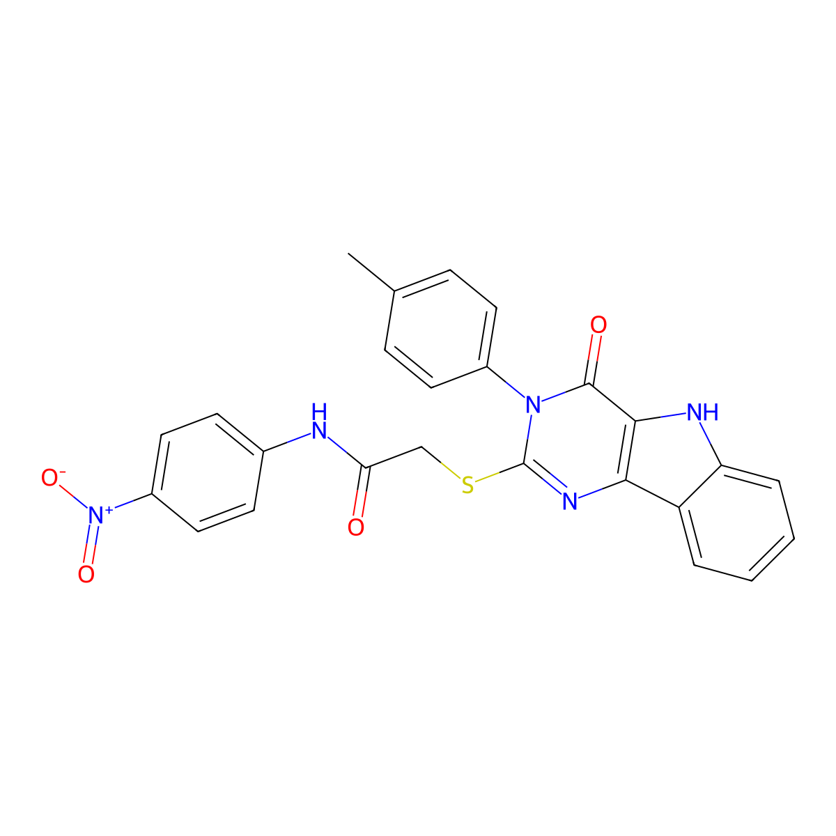 2-[[3-(4-methylphenyl)-4-oxo-5H-pyrimido[5,4-b]indol-2-yl]sulfanyl]-N-(4-nitrophenyl)acetamide molecular structure, CAS 536704-79-7