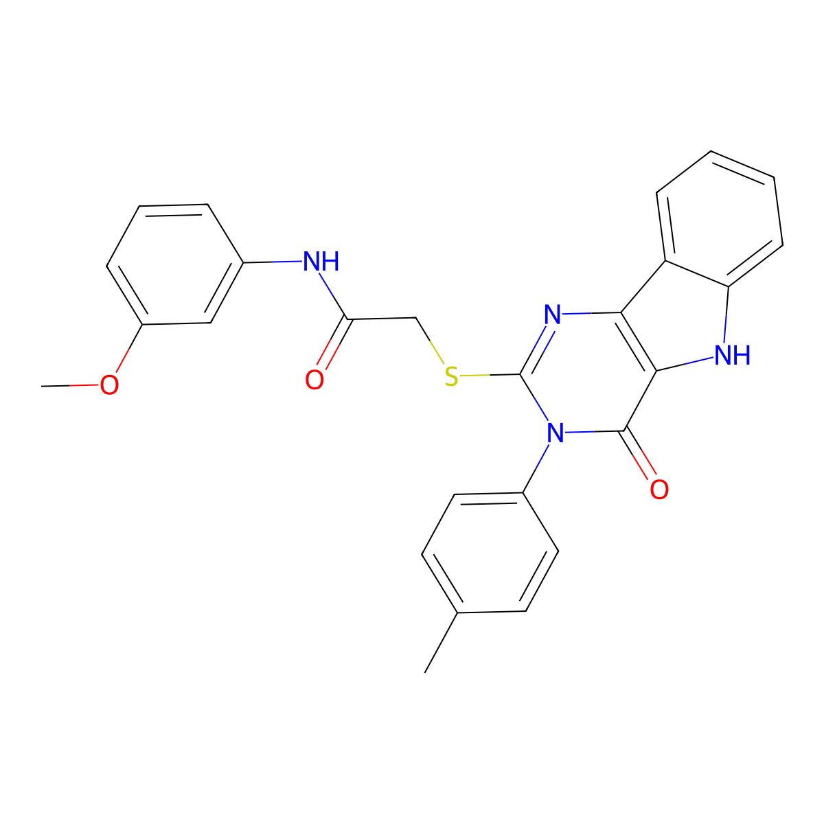 N-(3-methoxyphenyl)-2-((4-oxo-3-(p-tolyl)-4,5-dihydro-3H-pyrimido[5,4-b]indol-2-yl)thio)acetamide molecular structure, CAS 536704-89-9