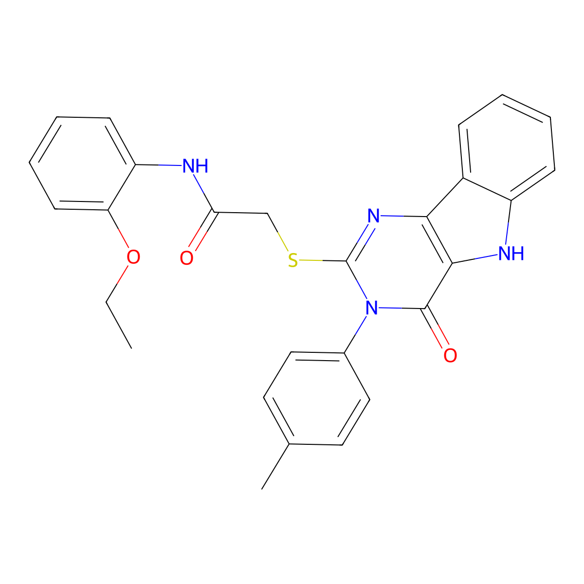 N-(2-ethoxyphenyl)-2-[[3-(4-methylphenyl)-4-oxo-5H-pyrimido[5,4-b]indol-2-yl]sulfanyl]acetamide molecular structure, CAS 536704-90-2