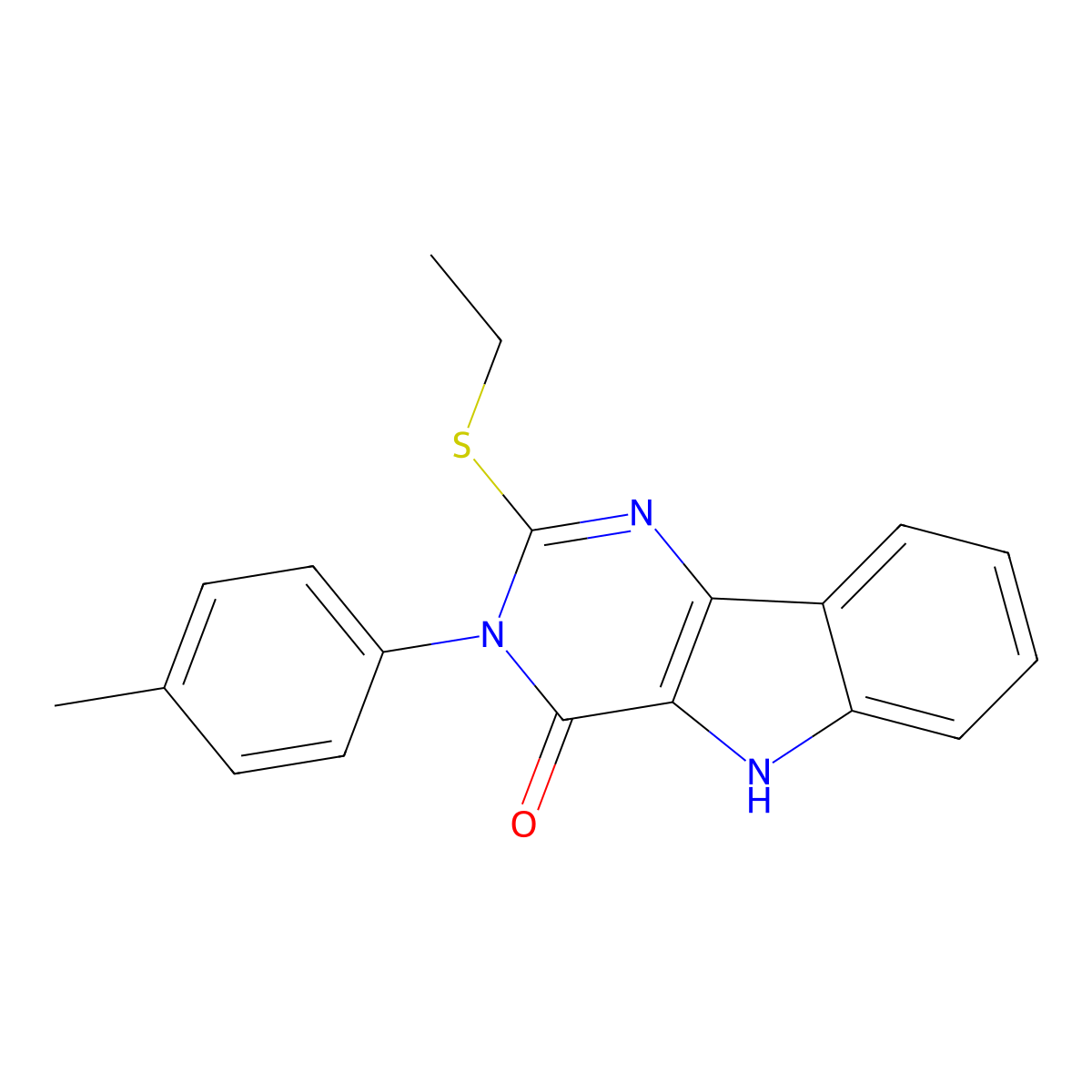 2-ethylsulfanyl-3-(4-methylphenyl)-5H-pyrimido[5,4-b]indol-4-one molecular structure, CAS 536704-93-5